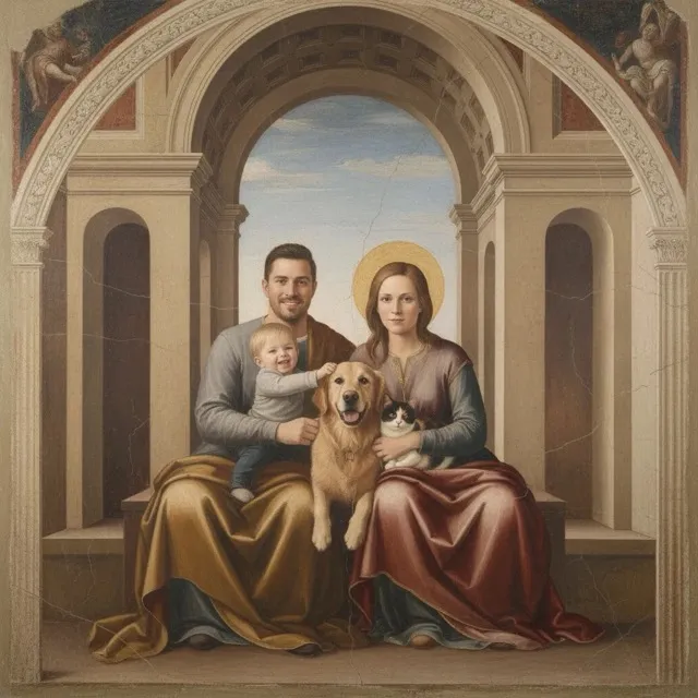 Family portrait in fresco style